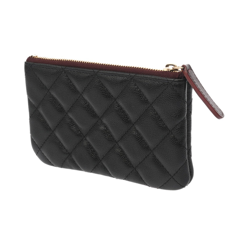 CHANEL シャネル マトラッセ クラシックミニポーチ ブラック GP金具 A82365 ユニセックス キャビアスキン ポーチ Aランク 中古 銀蔵