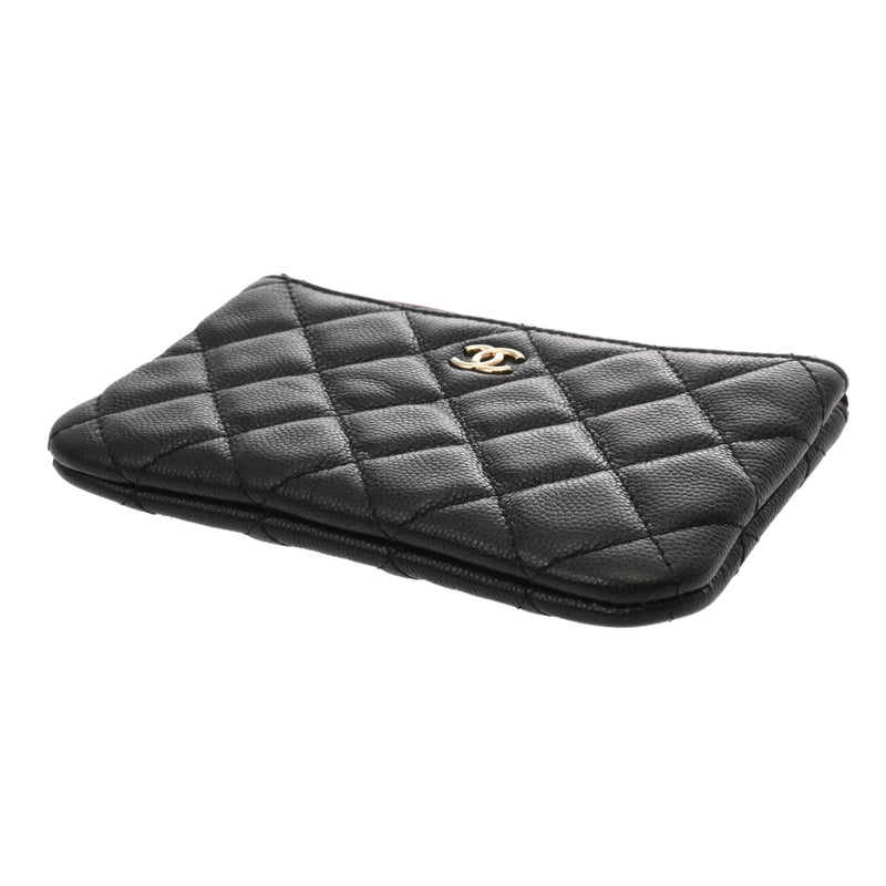 CHANEL シャネル マトラッセ クラシックミニポーチ ブラック GP金具 A82365 ユニセックス キャビアスキン ポーチ Aランク 中古 銀蔵