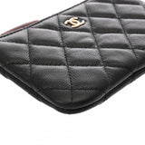 CHANEL シャネル マトラッセ クラシックミニポーチ ブラック GP金具 A82365 ユニセックス キャビアスキン ポーチ Aランク 中古 銀蔵