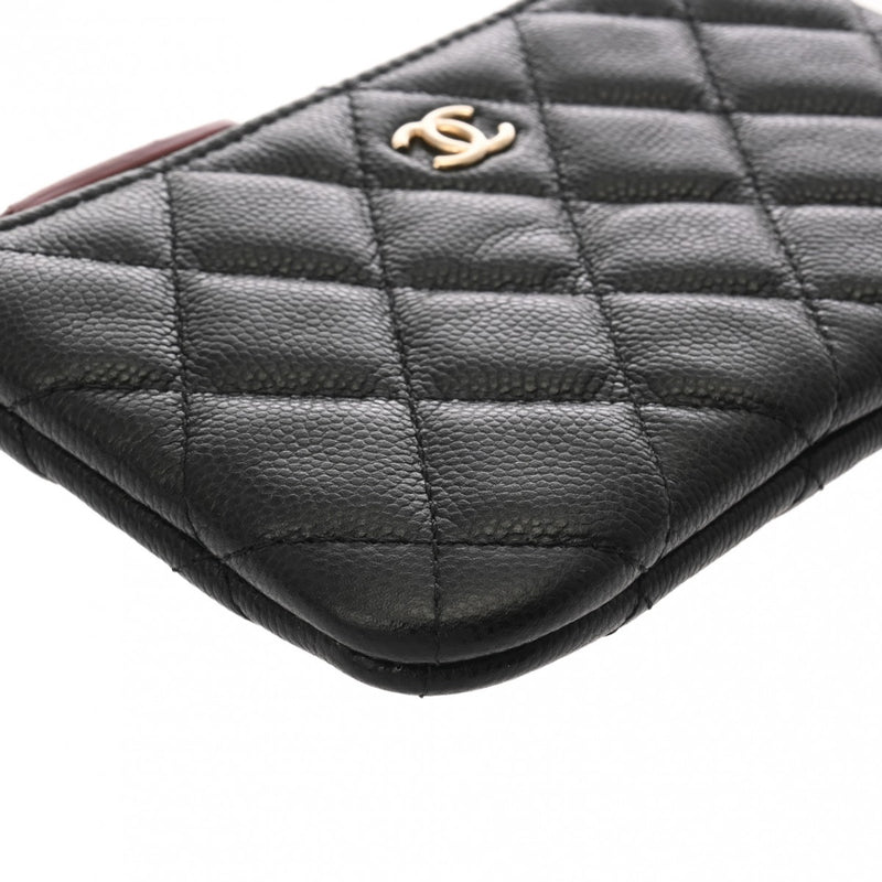 CHANEL シャネル マトラッセ クラシックミニポーチ ブラック GP金具 A82365 ユニセックス キャビアスキン ポーチ Aランク 中古 銀蔵