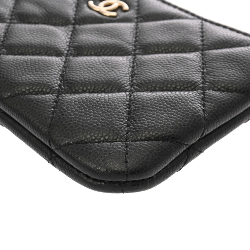 CHANEL シャネル マトラッセ クラシックミニポーチ ブラック GP金具 A82365 ユニセックス キャビアスキン ポーチ Aランク 中古 銀蔵