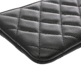 CHANEL シャネル マトラッセ クラシックミニポーチ ブラック GP金具 A82365 ユニセックス キャビアスキン ポーチ Aランク 中古 銀蔵
