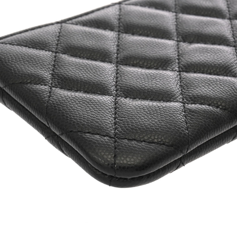 CHANEL シャネル マトラッセ クラシックミニポーチ ブラック GP金具 A82365 ユニセックス キャビアスキン ポーチ Aランク 中古 銀蔵