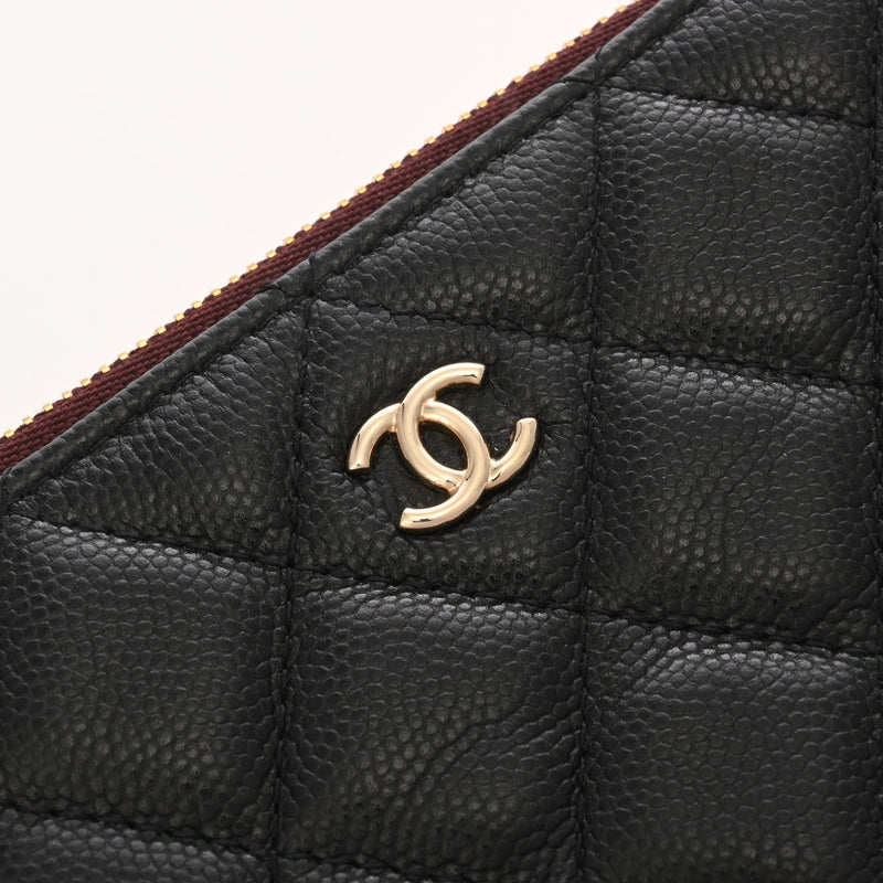 CHANEL シャネル マトラッセ クラシックミニポーチ ブラック GP金具 A82365 ユニセックス キャビアスキン ポーチ Aランク 中古 銀蔵