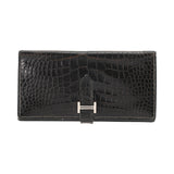 HERMES エルメス ベアンスフレ 黒系 □J刻印(2006年頃) レディース アリゲーター 長財布 Bランク 中古 銀蔵