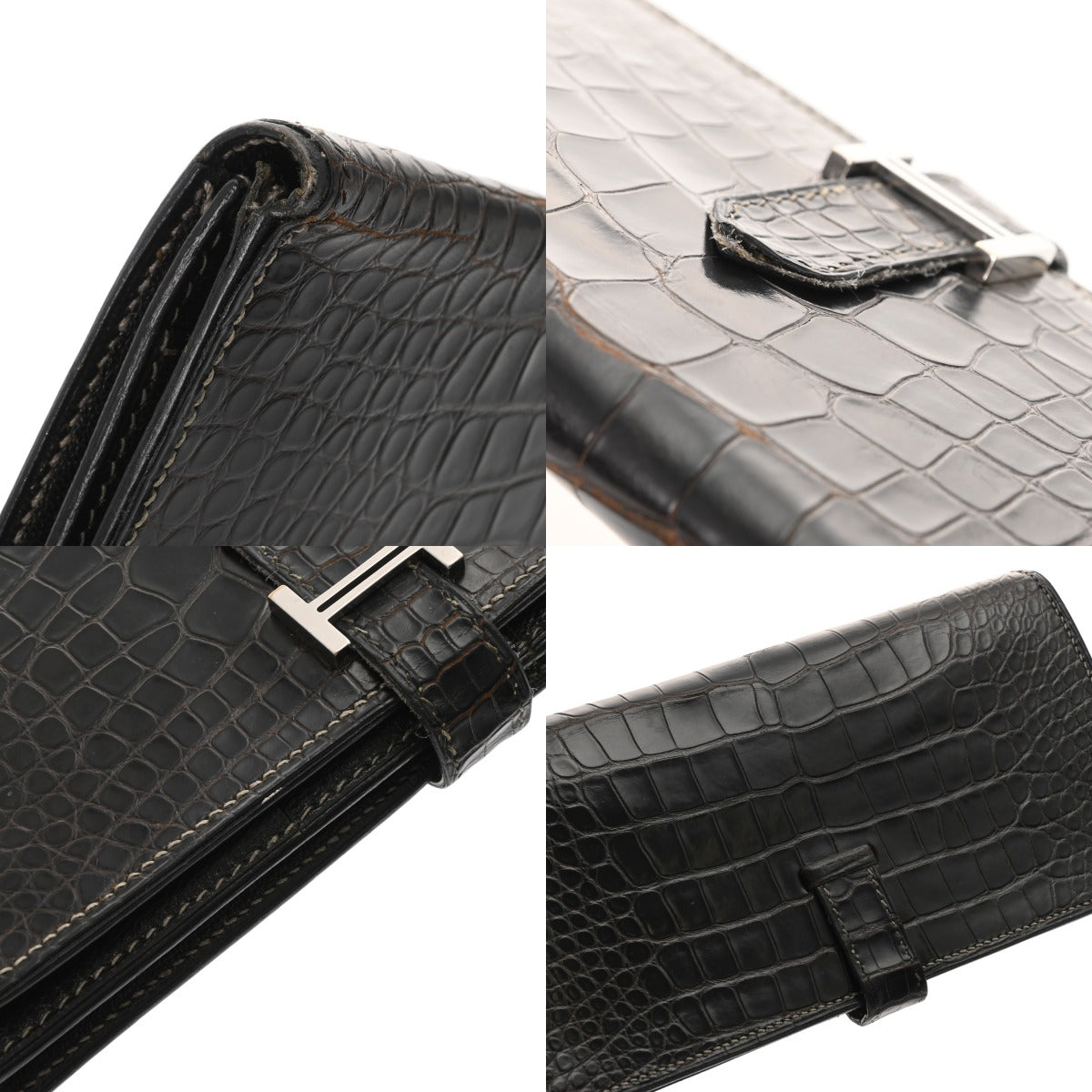 エルメス ベアンスフレ アリゲーター ブラック 黒　M81 エルメス ベアンスフレ ブラック クロコダイル アリゲーター