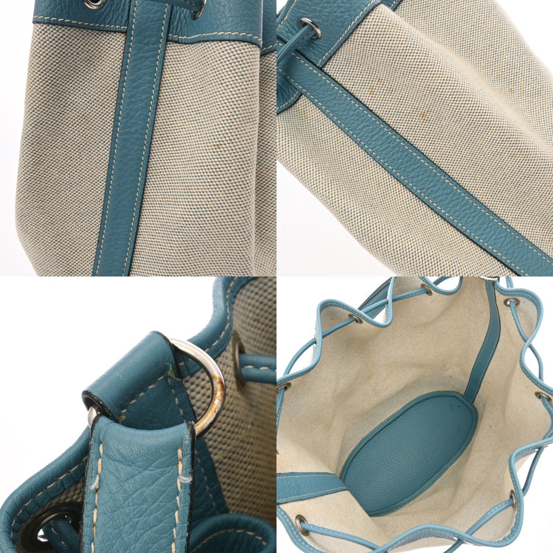 HERMES エルメス マーケット PM ブルージーン □C刻印(1999年頃) レディース トゴ トワル ショルダーバッグ Bランク 中古 銀蔵