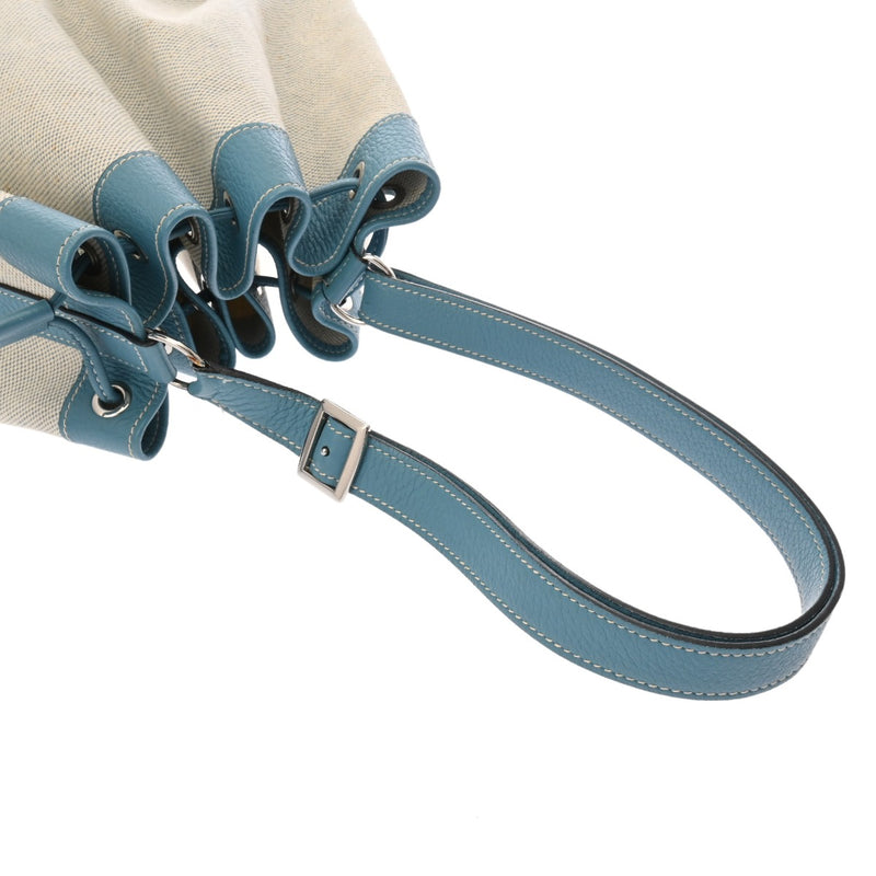 HERMES エルメス マーケット PM ブルージーン □C刻印(1999年頃) レディース トゴ トワル ショルダーバッグ Bランク 中古 銀蔵