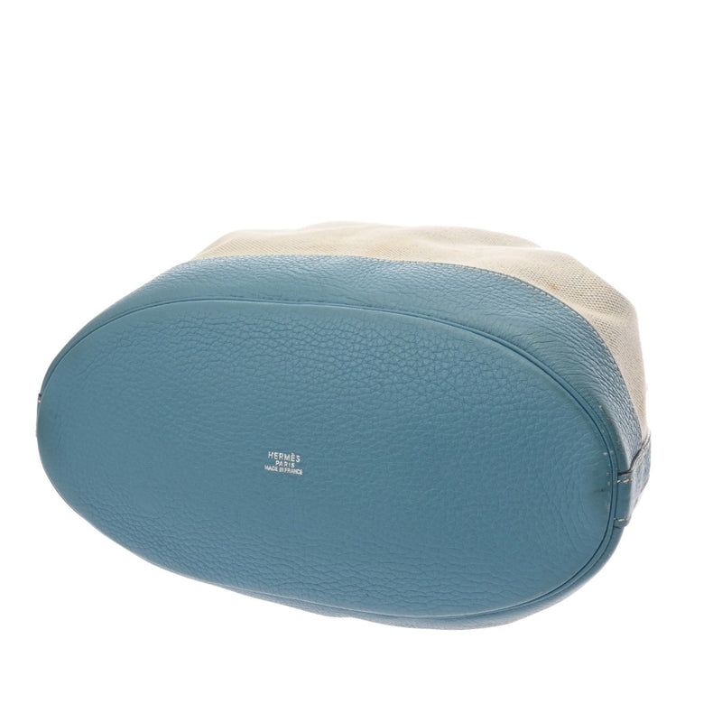 HERMES エルメス マーケット PM ブルージーン □C刻印(1999年頃) レディース トゴ トワル ショルダーバッグ Bランク 中古 銀蔵