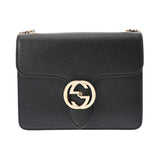 GUCCI グッチ インターロッキングショルダー アウトレット品 ブラック 510304 レディース カーフ ショルダーバッグ Bランク 中古 銀蔵