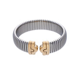BVLGARI ブルガリ パレンテシ トゥボガス バングル ユニセックス K18イエローゴールド YG ステンレス ブレスレット Aランク 中古 銀蔵