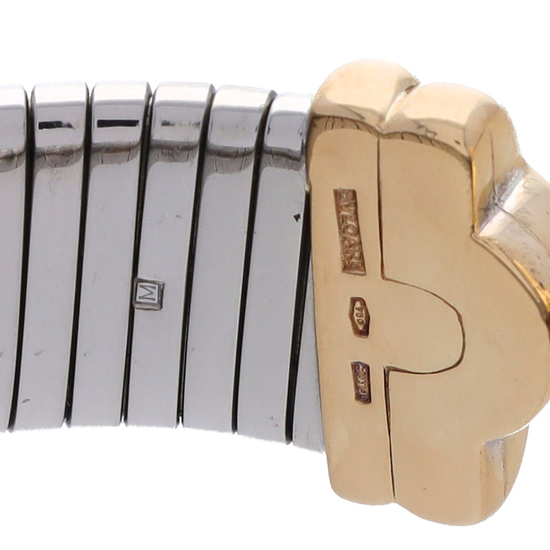 BVLGARI ブルガリ パレンテシ トゥボガス バングル ユニセックス K18イエローゴールド YG ステンレス ブレスレット Aランク 中古 銀蔵