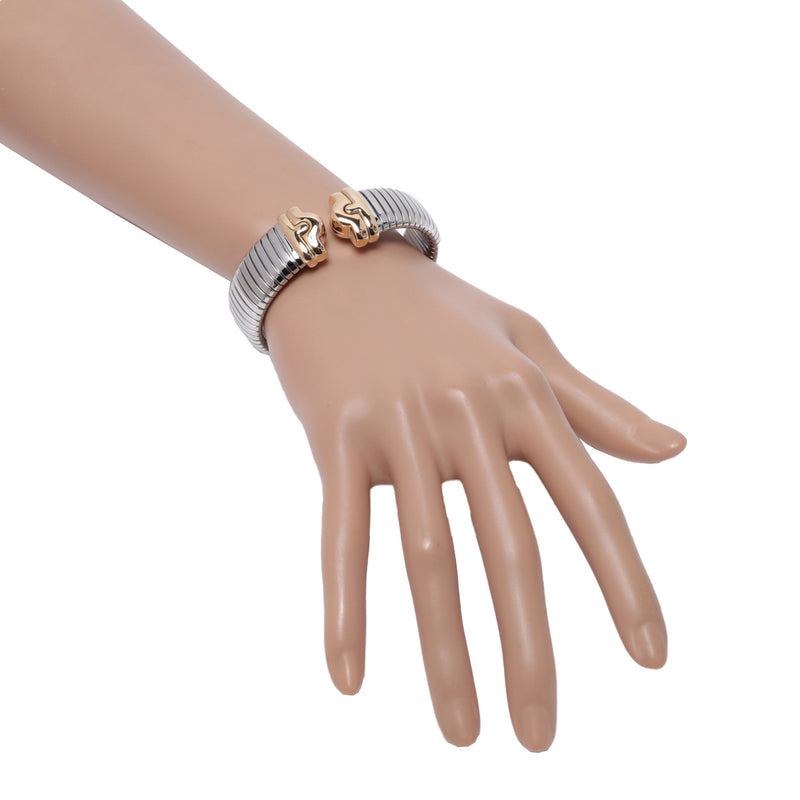BVLGARI ブルガリ パレンテシ トゥボガス バングル ユニセックス K18イエローゴールド YG ステンレス ブレスレット Aランク 中古 銀蔵