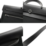 HERMES エルメス エールバッグ ジップ GM 黒/黒 シルバー金具 D刻印(2019年頃) レディース トワルオフィシエ レザー 2WAYバッグ Aランク 中古 銀蔵