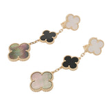 VAN CLEEF & ARPELS ヴァンクリーフ＆アーペル マジック アルハンブラ 3モチーフ シェル オニキス VCARD79000 レディース K18イエローゴールド YG イヤリング Aランク 中古 銀蔵