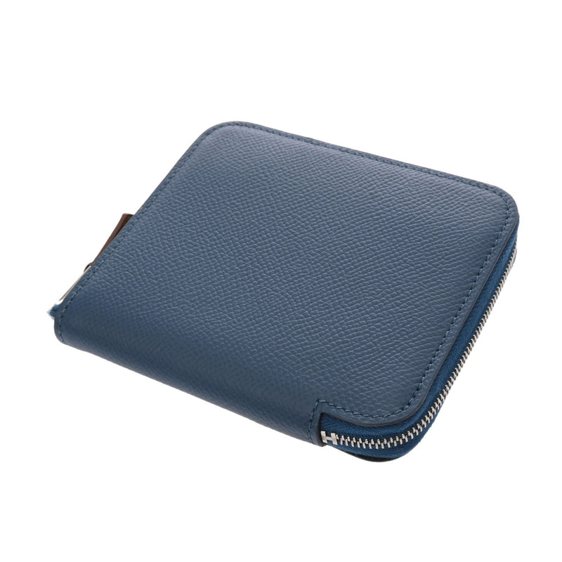 HERMES エルメス アザップ コンパクト シルクイン ブルーブライトン シルバー金具 A刻印(2017年頃) レディース エプソン コインケース 新同 中古 銀蔵