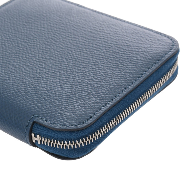 HERMES エルメス アザップ コンパクト シルクイン ブルーブライトン シルバー金具 A刻印(2017年頃) レディース エプソン コインケース 新同 中古 銀蔵