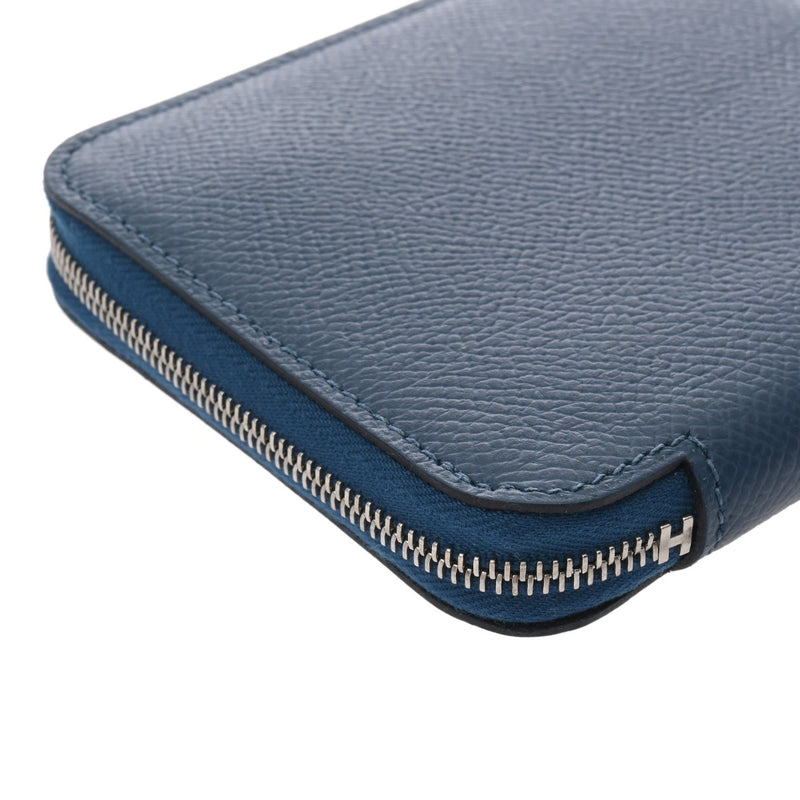 HERMES エルメス アザップ コンパクト シルクイン ブルーブライトン シルバー金具 A刻印(2017年頃) レディース エプソン コインケース 新同 中古 銀蔵