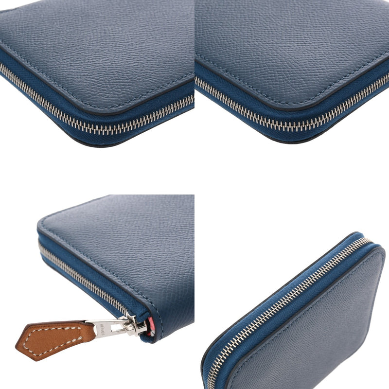 HERMES エルメス アザップ コンパクト シルクイン ブルーブライトン シルバー金具 A刻印(2017年頃) レディース エプソン コインケース 新同 中古 銀蔵