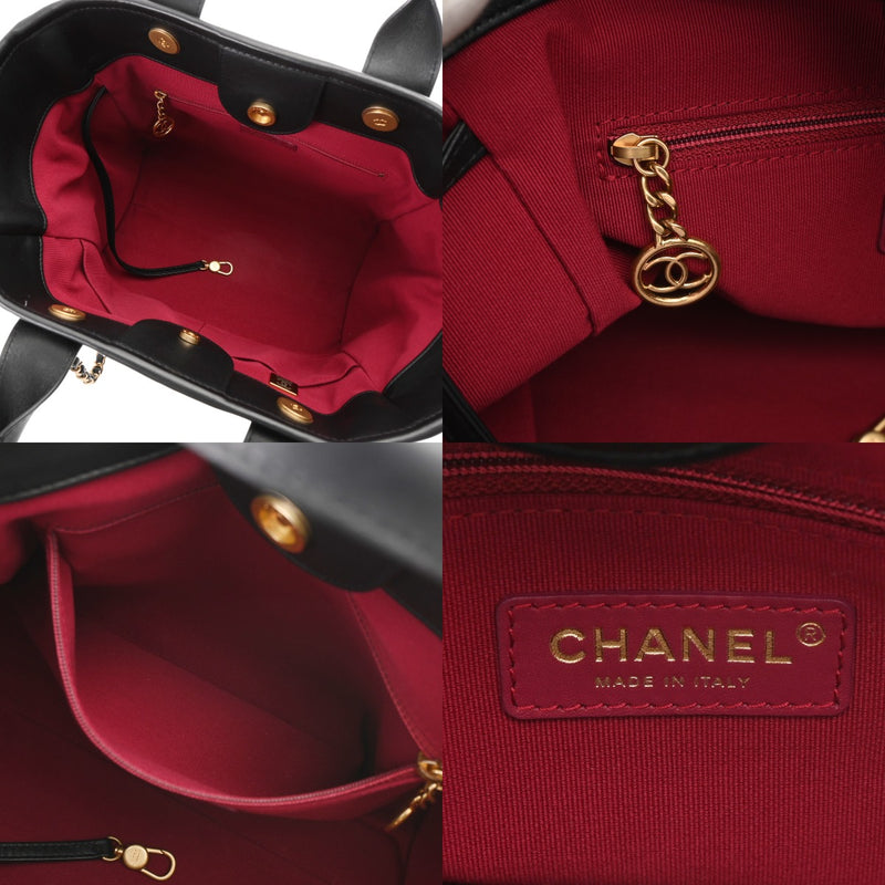 CHANEL シャネル ドーヴィル トートバッグ ブラック AS3257 レディース ラムスキン ショルダーバッグ 新同 中古 銀蔵