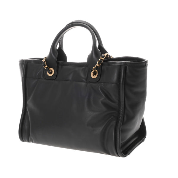 CHANEL シャネル ドーヴィル トートバッグ ブラック AS3257 レディース ラムスキン ショルダーバッグ 新同 中古 銀蔵