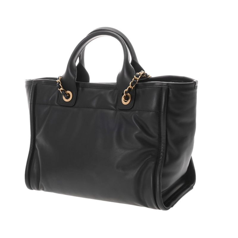CHANEL シャネル ドーヴィル トートバッグ ブラック AS3257 レディース ラムスキン ショルダーバッグ 新同 中古 銀蔵