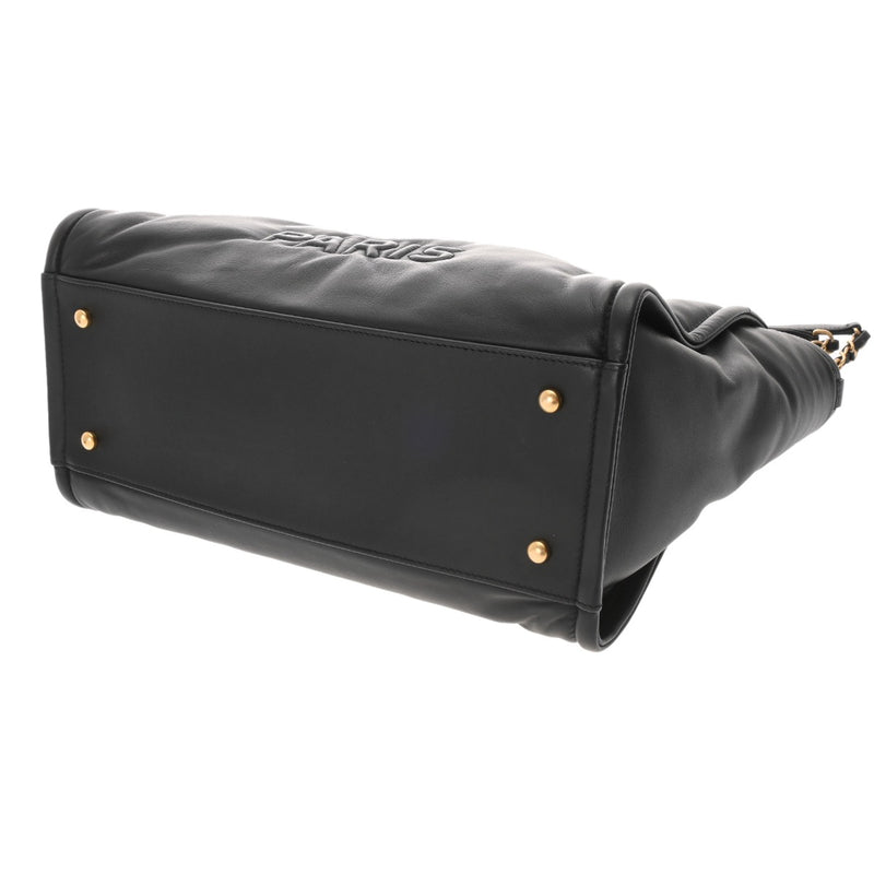 CHANEL シャネル ドーヴィル トートバッグ ブラック AS3257 レディース ラムスキン ショルダーバッグ 新同 中古 銀蔵