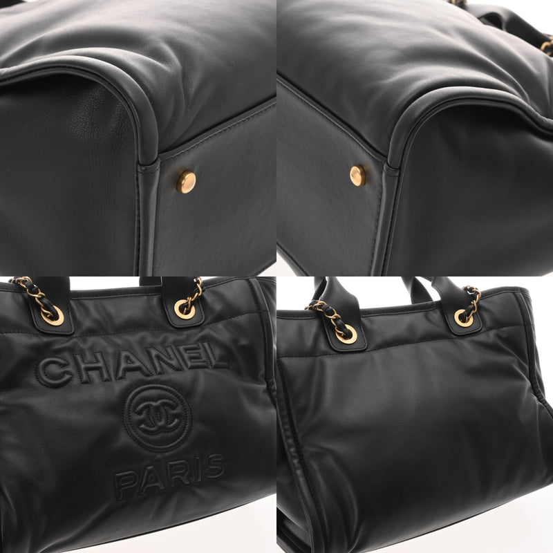 CHANEL シャネル ドーヴィル トートバッグ ブラック AS3257 レディース ラムスキン ショルダーバッグ 新同 中古 銀蔵