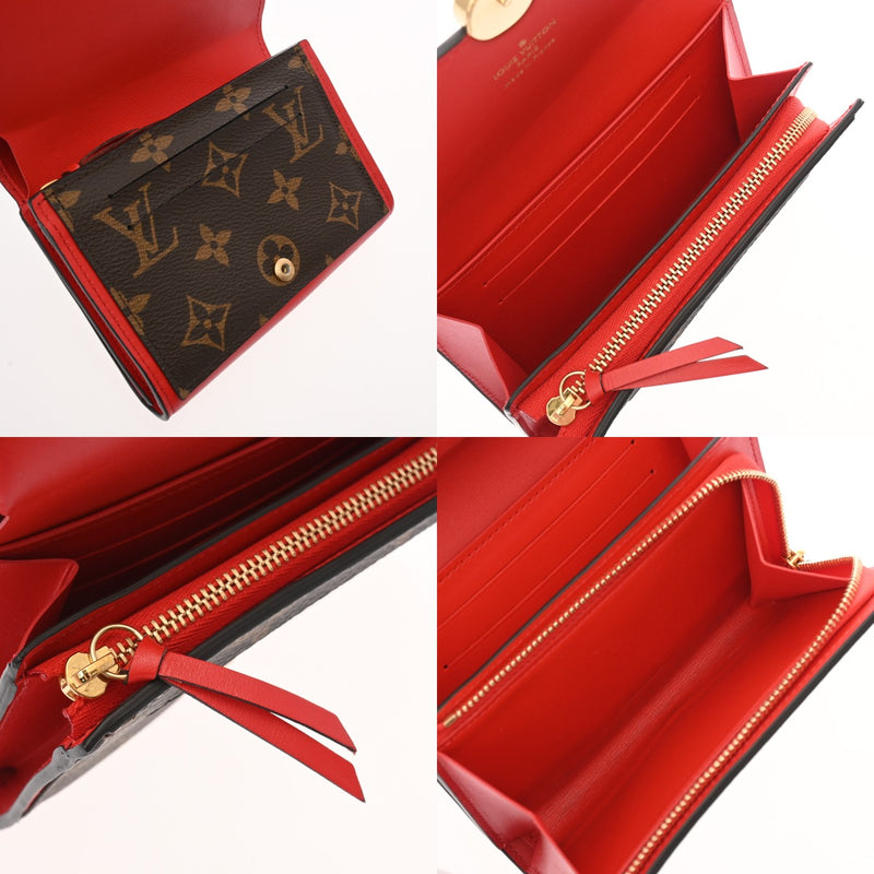 LOUIS VUITTON ルイヴィトン モノグラム ポルトフォイユ フロールコンパクト コクリコ M64587 ユニセックス モノグラムキャンバス レザー 二つ折り財布 ABランク 中古 銀蔵