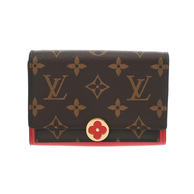 LOUIS VUITTON ルイヴィトン モノグラム ポルトフォイユ フロールコンパクト コクリコ M64587 ユニセックス モノグラムキャンバス レザー 二つ折り財布 ABランク 中古 銀蔵