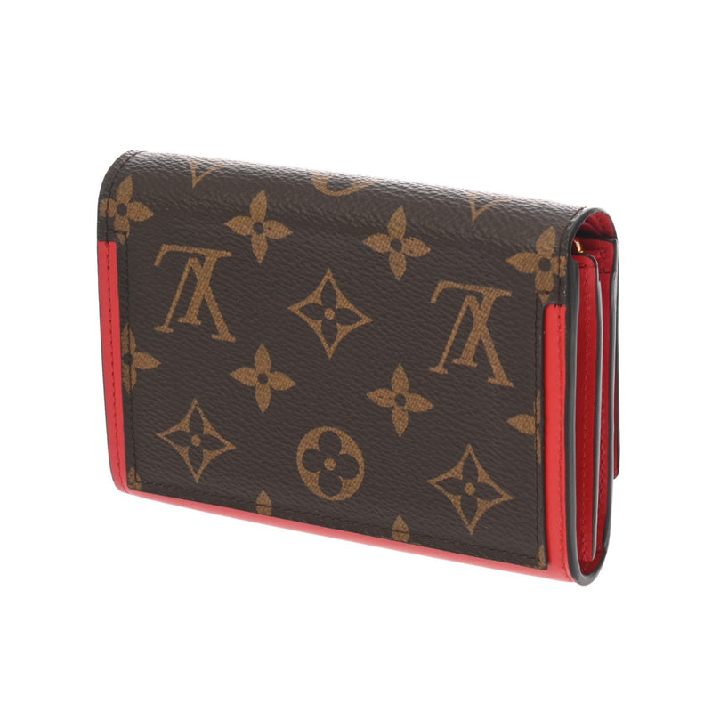 LOUIS VUITTON ルイヴィトン モノグラム ポルトフォイユ フロールコンパクト コクリコ M64587 ユニセックス モノグラムキャンバス レザー 二つ折り財布 ABランク 中古 銀蔵