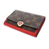 LOUIS VUITTON ルイヴィトン モノグラム ポルトフォイユ フロールコンパクト コクリコ M64587 ユニセックス モノグラムキャンバス レザー 二つ折り財布 ABランク 中古 銀蔵