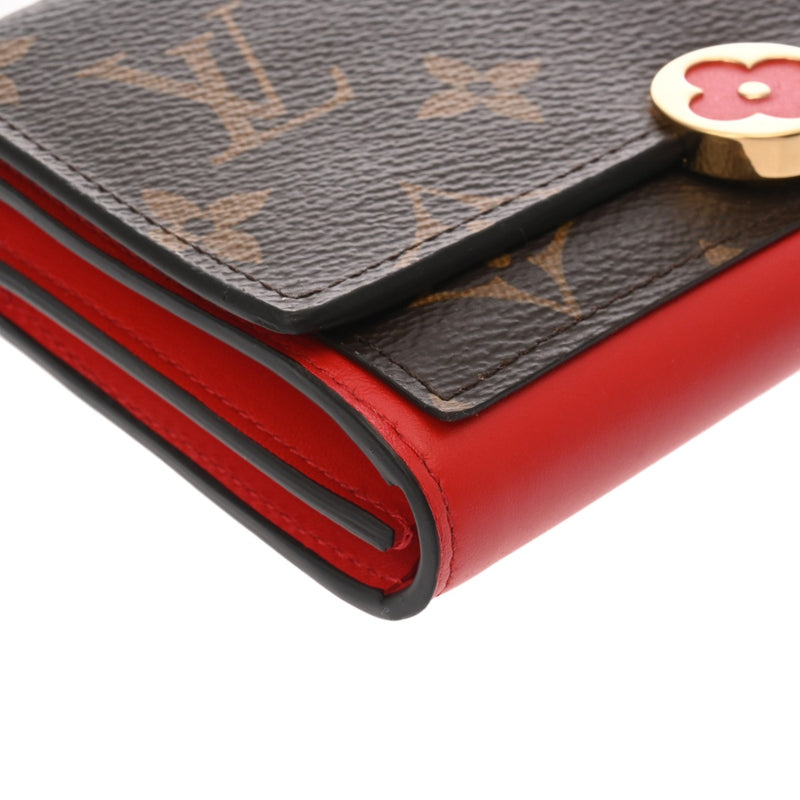 LOUIS VUITTON ルイヴィトン モノグラム ポルトフォイユ フロールコンパクト コクリコ M64587 ユニセックス モノグラムキャンバス レザー 二つ折り財布 ABランク 中古 銀蔵