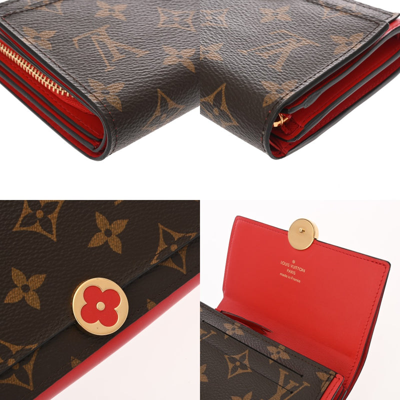 LOUIS VUITTON ルイヴィトン モノグラム ポルトフォイユ フロールコンパクト コクリコ M64587 ユニセックス モノグラムキャンバス レザー 二つ折り財布 ABランク 中古 銀蔵