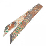 HERMES エルメス ツイリー LE CHARME D ORPHEE BA オルフェウスの魅力に誘われて グレー/ヴェージュ レディース シルク100％ スカーフ Aランク 中古 銀蔵