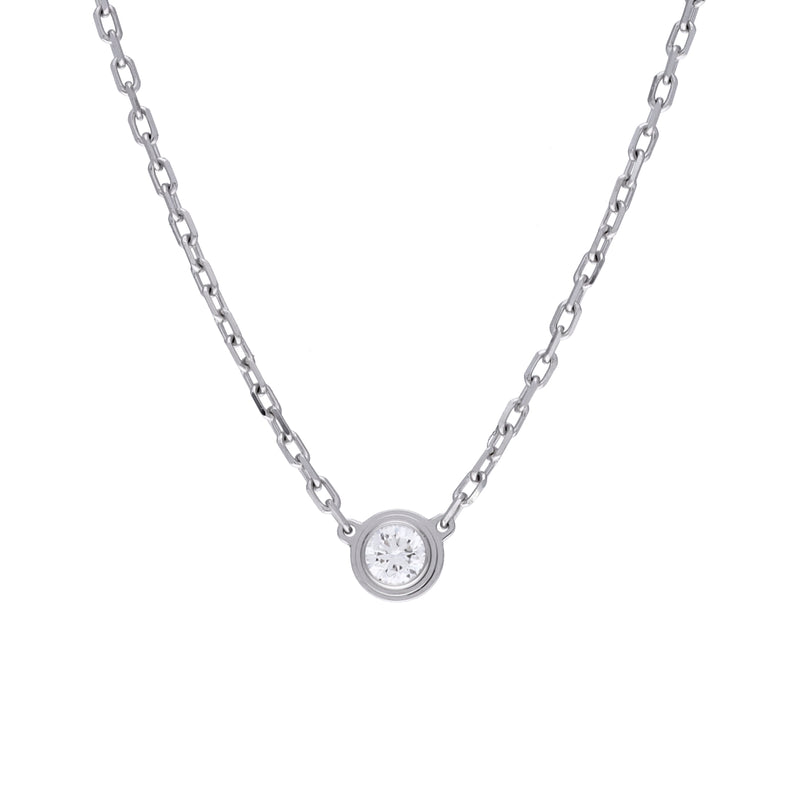 CARTIER カルティエ ディアマンレジェ 一粒ダイヤ レディース K18ホワイトゴールド WG ネックレス Aランク 中古 銀蔵