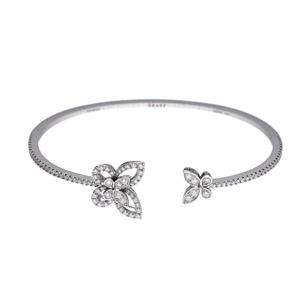 GRAFF グラフ バタフライ シルエット オープンダイヤモンド バングル レディース K18ホワイトゴールド WG ブレスレット Aランク 中古 銀蔵