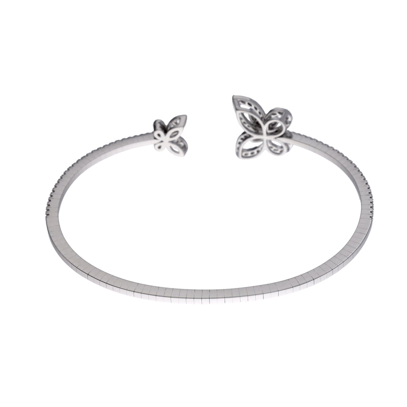 GRAFF グラフ バタフライ シルエット オープンダイヤモンド バングル レディース K18ホワイトゴールド WG ブレスレット Aランク 中古 銀蔵