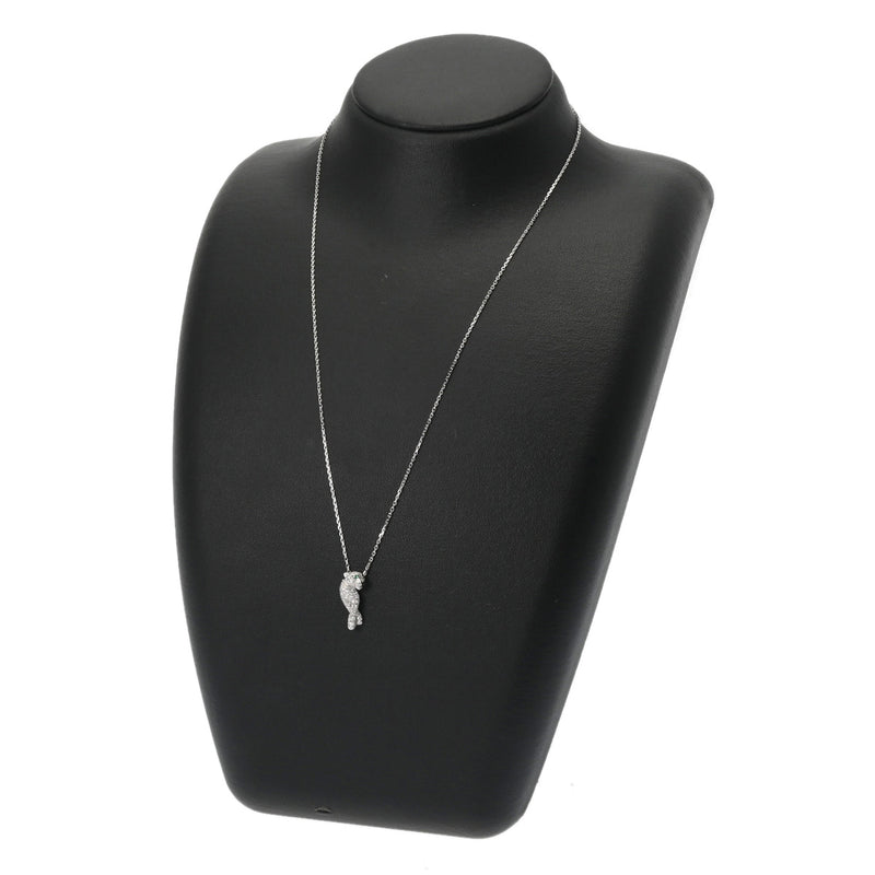 CARTIER カルティエ パンテール ドゥ カルティエ ダイヤ/エメラルド シルバー - レディース K18ホワイトゴールド WG ネックレス Aランク 中古 銀蔵