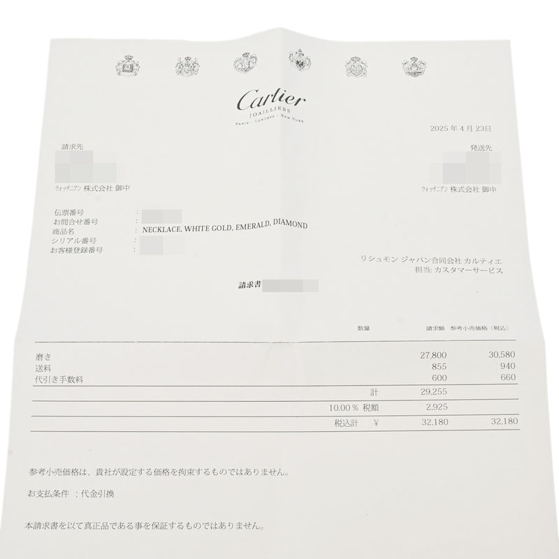 CARTIER カルティエ パンテール ドゥ カルティエ ダイヤ/エメラルド シルバー - レディース K18ホワイトゴールド WG ネックレス Aランク 中古 銀蔵