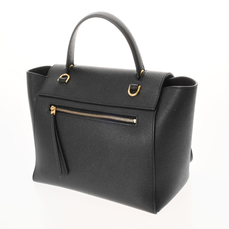 CELINE セリーヌ ベルトバッグ マイクロ ブラック レディース カーフ ハンドバッグ Bランク 中古 銀蔵
