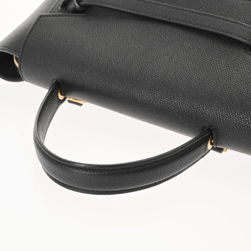 CELINE セリーヌ ベルトバッグ マイクロ ブラック レディース カーフ ハンドバッグ Bランク 中古 銀蔵