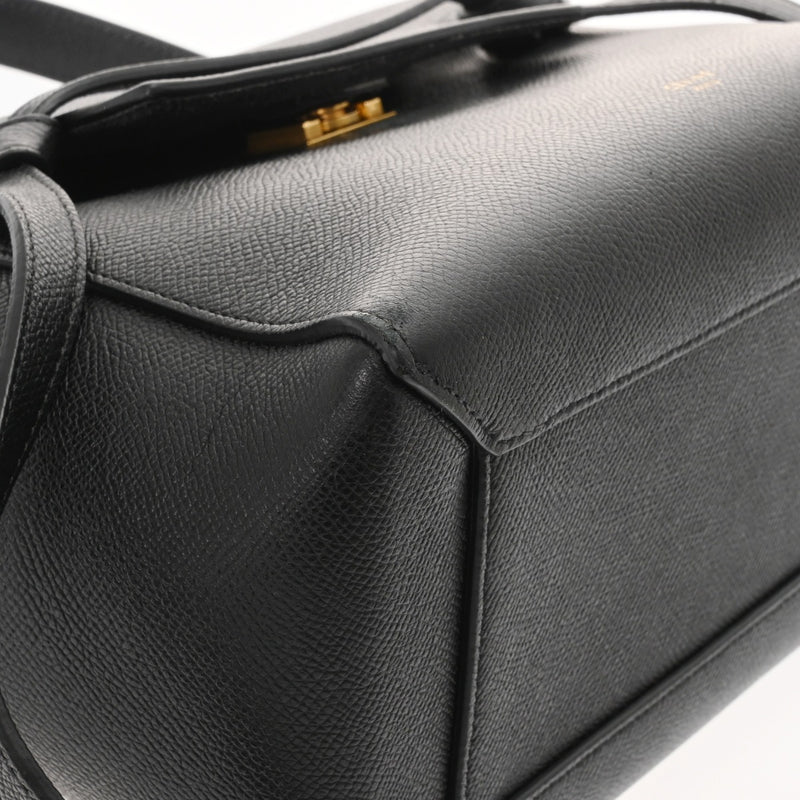 CELINE セリーヌ ベルトバッグ マイクロ ブラック レディース カーフ ハンドバッグ Bランク 中古 銀蔵