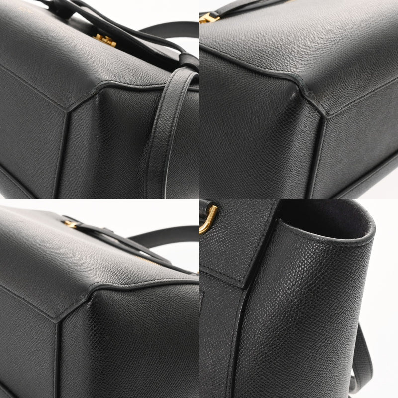 CELINE セリーヌ ベルトバッグ マイクロ ブラック レディース カーフ ハンドバッグ Bランク 中古 銀蔵