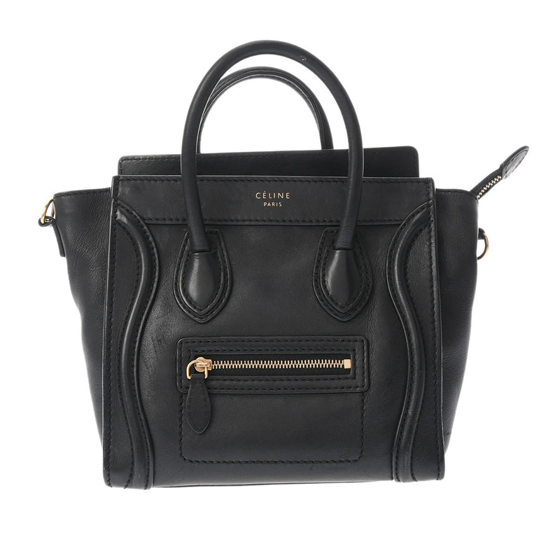 CELINE セリーヌ ラゲージ ナノ ブラック レディース カーフ ハンドバッグ Bランク 中古 銀蔵