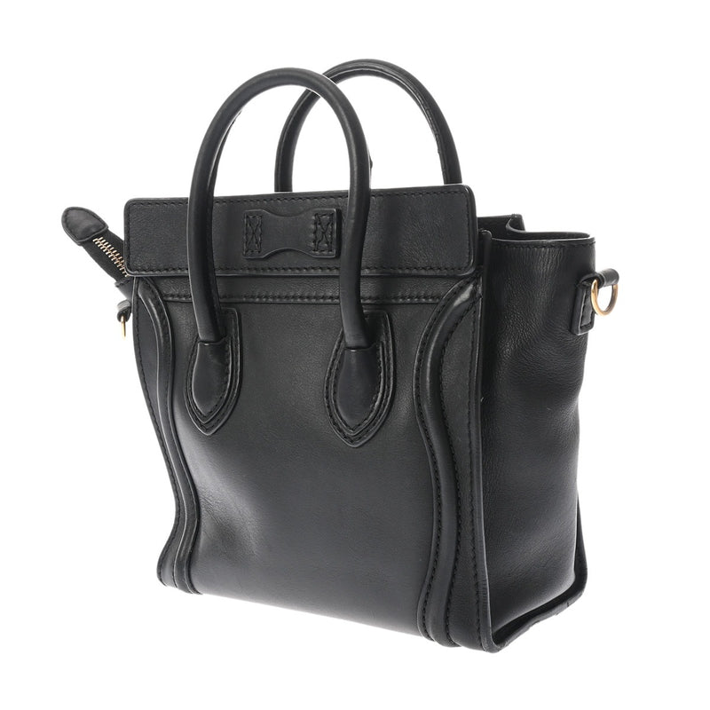 CELINE セリーヌ ラゲージ ナノ ブラック レディース カーフ ハンドバッグ Bランク 中古 銀蔵