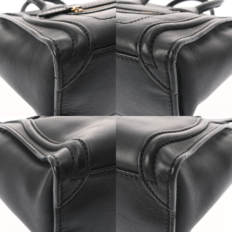 CELINE セリーヌ ラゲージ ナノ ブラック レディース カーフ ハンドバッグ Bランク 中古 銀蔵