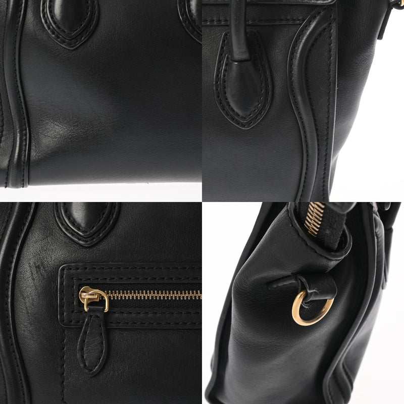 CELINE セリーヌ ラゲージ ナノ ブラック レディース カーフ ハンドバッグ Bランク 中古 銀蔵