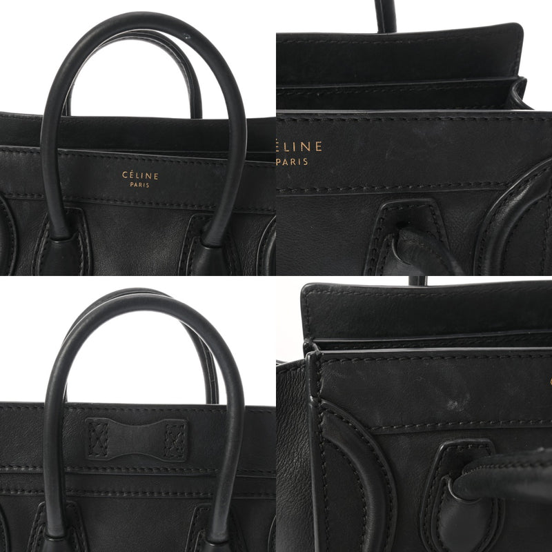 CELINE セリーヌ ラゲージ ナノ ブラック レディース カーフ ハンドバッグ Bランク 中古 銀蔵