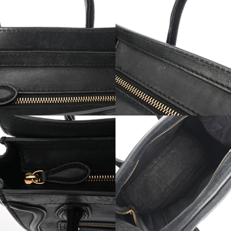 CELINE セリーヌ ラゲージ ナノ ブラック レディース カーフ ハンドバッグ Bランク 中古 銀蔵